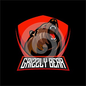 GRIZZLY BEAR MASCOT LOGO ILLUSTRATION