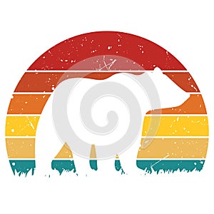 Grizzly bear Retro Sunset Design template