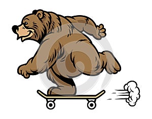 Grizzly bear riding skateboard