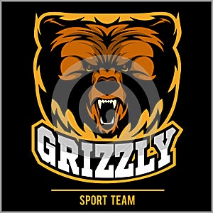 Grizzly mascot - team logo design.