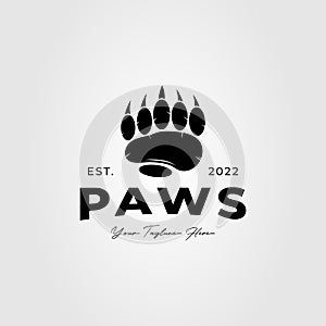 grizzly paw or bear feet claw logo vector illustration design