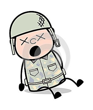 Groaning in Pain - Cute Army Man Cartoon Soldier Vector Illustration