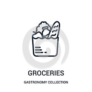 groceries icon vector from gastronomy collection collection. Thin line groceries outline icon vector illustration