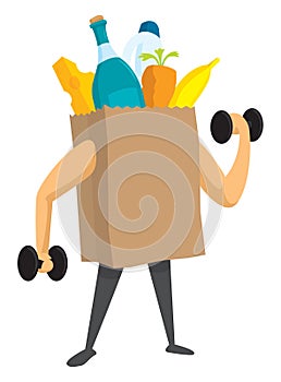 Groceries paper bag working out