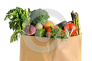 Grocery Bag With Fruits and Vegetables