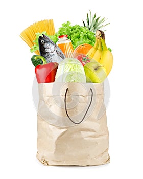 Grocery bag with healthy food