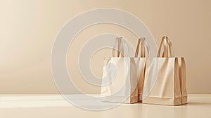 grocery bags on a light background, with abundant empty space for text, emphasizing the importance of responsible