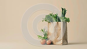 grocery bags on a light background, with abundant empty space for text, emphasizing the importance of responsible