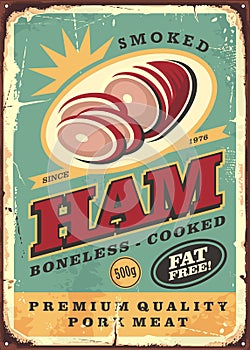 Grocery or butchery advertising sign for canned ham