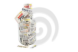 Grocery Coupons In A Glass Jar