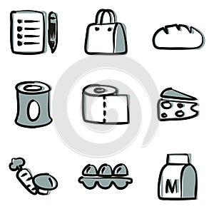 Grocery List Icons Freehand 2 Color