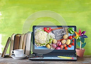 Grocery online shop to order food delivery, grocery store online, electronic marketing, e commerce business concept