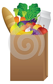 Grocery Paper Bag of Food photo