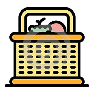 Grocery picnic basket icon vector flat