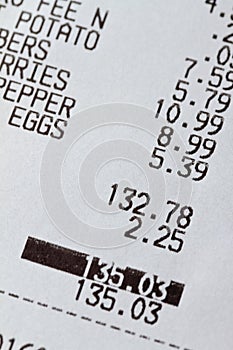 Grocery receipt