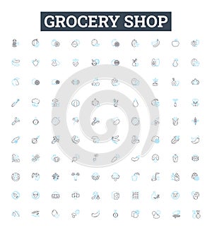 Grocery shop vector line icons set. Grocer, Market, Store, Produce, Provision, Supply, Provisioner illustration outline