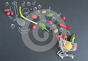 Grocery shopping cart concept photo