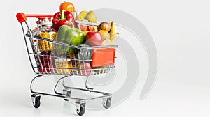 Grocery Shopping Cart Full of Fresh Produce