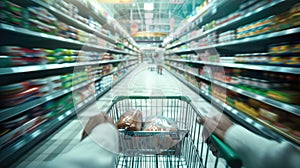 The Grocery Store Aisle Cart.AI generated image