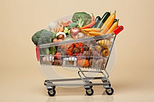 Grocery store cart basket fresh vegetables shopping fruits natural farmer diet groceries food freshness handful clean