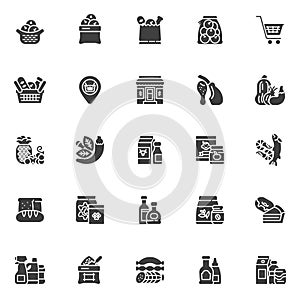 Grocery store departments vector icons set photo