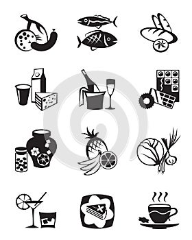 Grocery store icons set