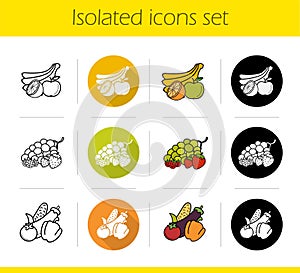 Grocery store products categories icons set