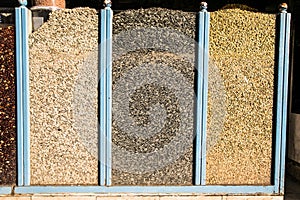 Grocery store with various seeds, sunflower, snacks in Hurghada, Egypt