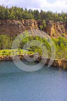 Grodek water reservoir on site closed dolomite opencast mine, called the Polish Maldives, Jaworzno, Poland