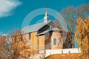 Grodno, Belarus. Kalozha Church In Sunny Autumn Day. Church of Sts. Boris and Gleb