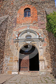 Grodno Castle in ZagÃ³rze ÅšlÄ…skie Poland, located on the top of the Choina Mountain 450 m above sea level.