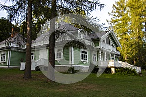 Grodzienski Governor\'s Mansion in Bialowieza - a green cottage in the center of the tsar\'s park