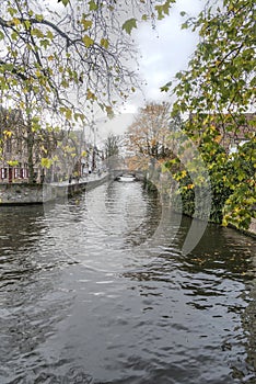 Groenerei Canal, bridge and houses Bruges