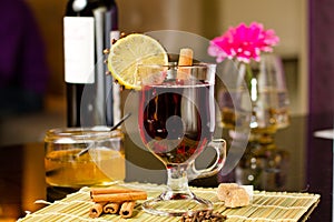 Grog with cinnamon and lemon photo