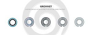 Grommet icon in different style vector illustration. two colored and black grommet vector icons designed in filled, outline, line