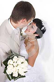 Groom and beautiful bride