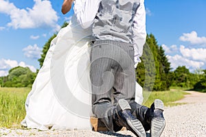 Groom begging bride for mercy