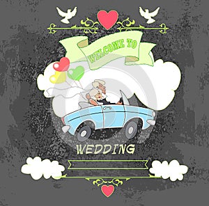 Groom and bride car black