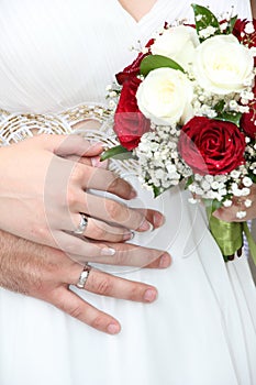 Groom and bride hands, biedermeier