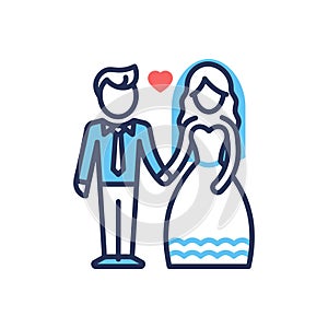 Groom and Bride - modern vector line design icon.