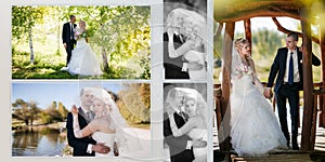 Groom and the bride during walk in their wedding day