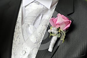 Groom with button hole flower