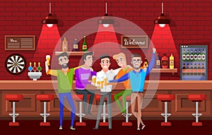 Groom and Friends, Bachelor Party, Pub Vector