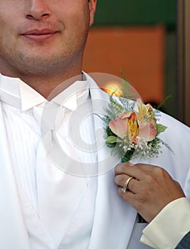 Groom Gets Corsage photo