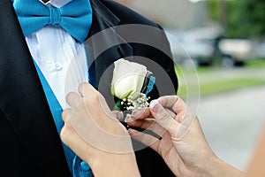 Groom gets corsage