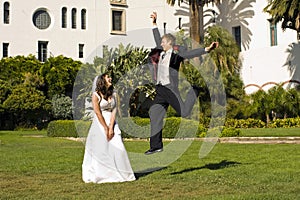 Groom jumping