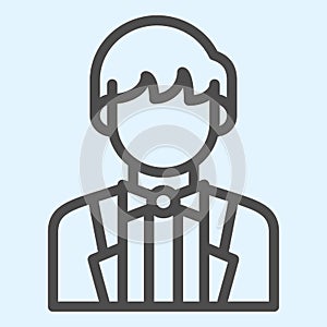 Groom line icon. Newly married man in black jacket. Wedding asset vector design concept, outline style pictogram on