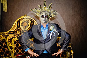 Groom with mask