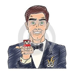 Groom pop art cartoon scribble