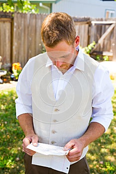 Groom Reading Vows for Wedding